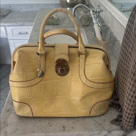 Dooney & Bourke Handbags - Dooney & Bourke Yellow Crocodile-Embossed Satchel